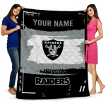 personalized las vegas raiders grunge patch black white quilt blanket best selling