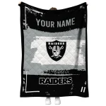personalized las vegas raiders grunge patch black white quilt blanket best selling