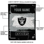 personalized las vegas raiders grunge patch black white quilt blanket best selling