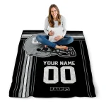 personalized las vegas raiders helmet theme black quilt blanket best selling
