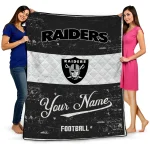 personalized las vegas raiders hibiscus burst black white quilt blanket best selling