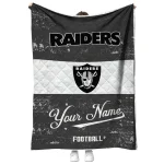 personalized las vegas raiders hibiscus burst black white quilt blanket best selling