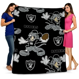 personalized las vegas raiders mickey football black quilt blanket best selling