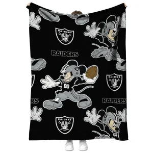 personalized las vegas raiders mickey football black quilt blanket fashion forward