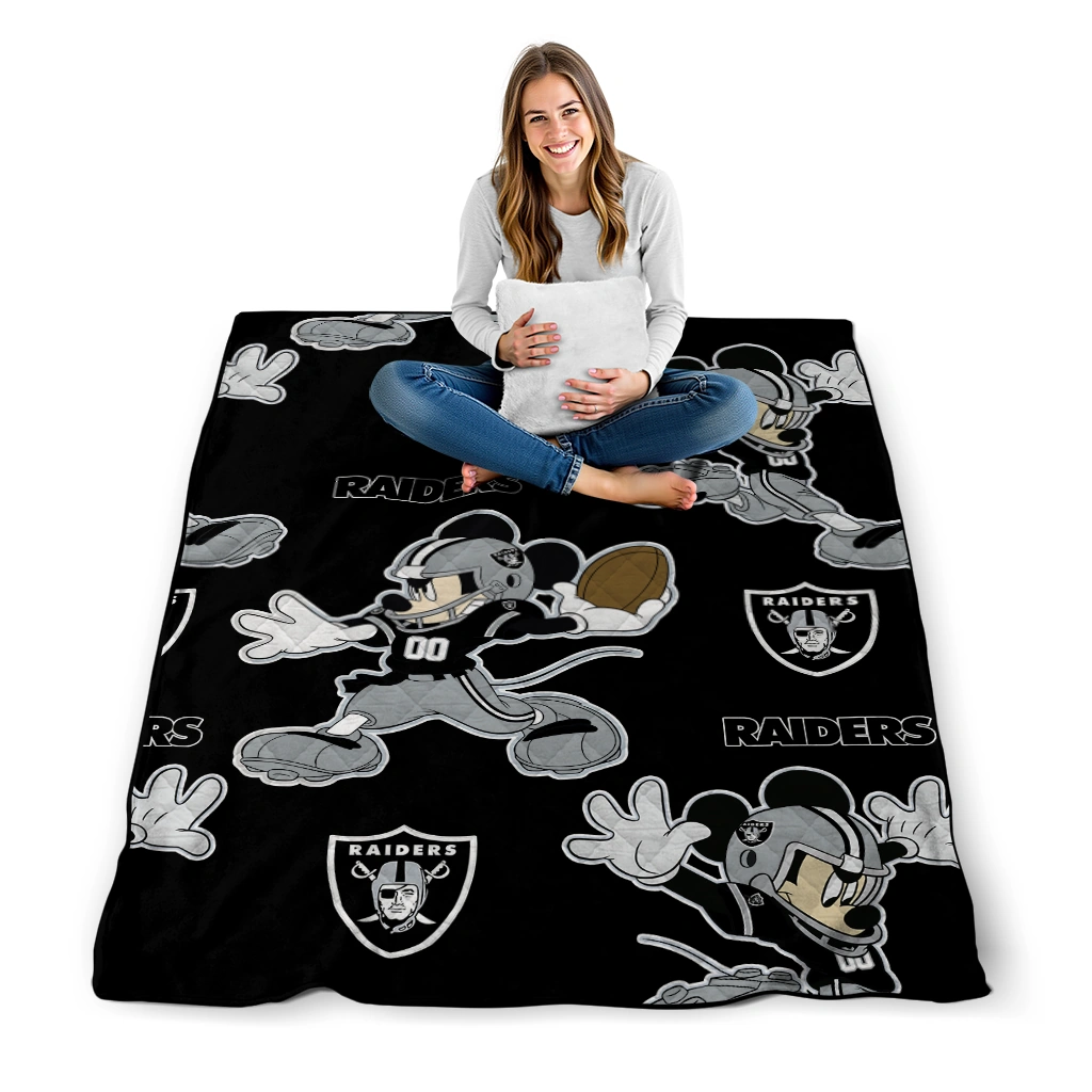 personalized las vegas raiders mickey football black quilt blanket high quality personalized las vegas raiders mickey football black quilt blanket high quality