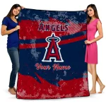 personalized los angeles angels brushstroke layers blue quilt blanket best selling