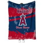 personalized los angeles angels brushstroke layers blue quilt blanket best selling