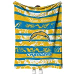personalized los angeles chargers layered florals blue white quilt blanket best selling
