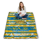 personalized los angeles chargers layered florals blue white quilt blanket best selling
