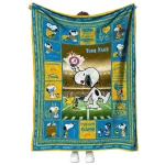 personalized los angeles chargers snoopy coach blue quilt blanket best selling
