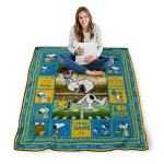 personalized los angeles chargers snoopy coach blue quilt blanket best selling