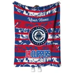 personalized los angeles clippers layered florals red white quilt blanket best selling