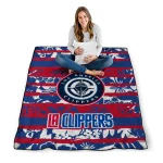 personalized los angeles clippers layered florals red white quilt blanket best selling