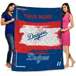 personalized los angeles dodgers grunge patch blue white quilt blanket best selling