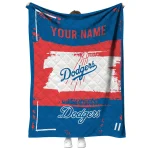 personalized los angeles dodgers grunge patch blue white quilt blanket best selling