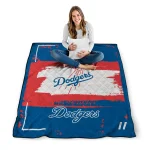 personalized los angeles dodgers grunge patch blue white quilt blanket best selling