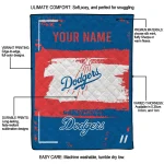 personalized los angeles dodgers grunge patch blue white quilt blanket best selling