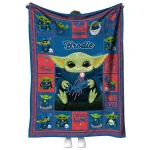 personalized los angeles dodgers yody baby motif blue quilt blanket best selling