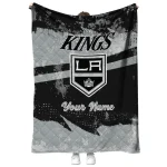 personalized los angeles kings brushstroke layers black quilt blanket best selling