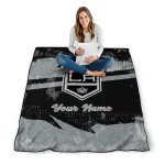 personalized los angeles kings brushstroke layers black quilt blanket best selling