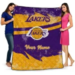 personalized los angeles lakers brushstroke layers purple quilt blanket best selling