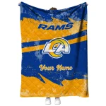 personalized los angeles rams brushstroke layers blue quilt blanket best selling