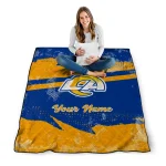 personalized los angeles rams brushstroke layers blue quilt blanket best selling