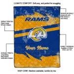 personalized los angeles rams brushstroke layers blue quilt blanket best selling