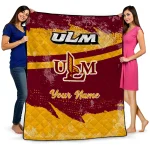personalized louisiana monroe warhawks brushstroke layers red quilt blanket best selling
