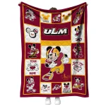 personalized louisiana monroe warhawks mickey crimson red white quilt blanket best selling