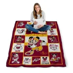 personalized louisiana monroe warhawks mickey crimson red white quilt blanket best selling
