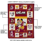 personalized louisiana monroe warhawks mickey crimson red white quilt blanket best selling