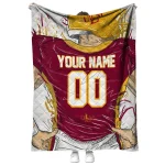 personalized louisiana monroe warhawks player sketch red gray quilt blanket best selling