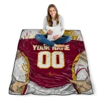 personalized louisiana monroe warhawks player sketch red gray quilt blanket best selling