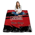 personalized louisiana ragin cajuns brushstroke layers red quilt blanket best selling