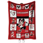 personalized louisiana ragin cajuns mickey crimson red white quilt blanket best selling