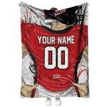 personalized louisiana ragin cajuns player sketch red gray quilt blanket best selling
