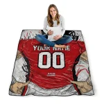 personalized louisiana ragin cajuns player sketch red gray quilt blanket best selling