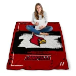 personalized louisville cardinals grunge patch red white quilt blanket best selling