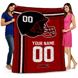personalized louisville cardinals helmet theme red quilt blanket best selling