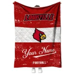 personalized louisville cardinals hibiscus burst red white quilt blanket best selling