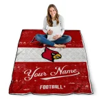 personalized louisville cardinals hibiscus burst red white quilt blanket best selling