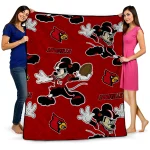 personalized louisville cardinals mickey football red quilt blanket best selling