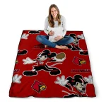 personalized louisville cardinals mickey football red quilt blanket best selling