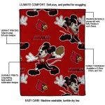 personalized louisville cardinals mickey football red quilt blanket best selling