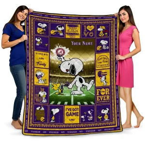 personalized lsu tigers snoopy coach purple quilt blanket best selling