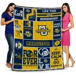 personalized marquette golden eagles helmet passion blue quilt blanket best selling