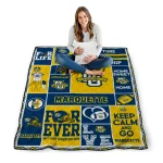 personalized marquette golden eagles helmet passion blue quilt blanket best selling