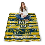 personalized marquette golden eagles layered florals blue white quilt blanket best selling