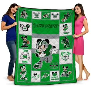 personalized marshall thundering herd mickey crimson green white quilt blanket best selling